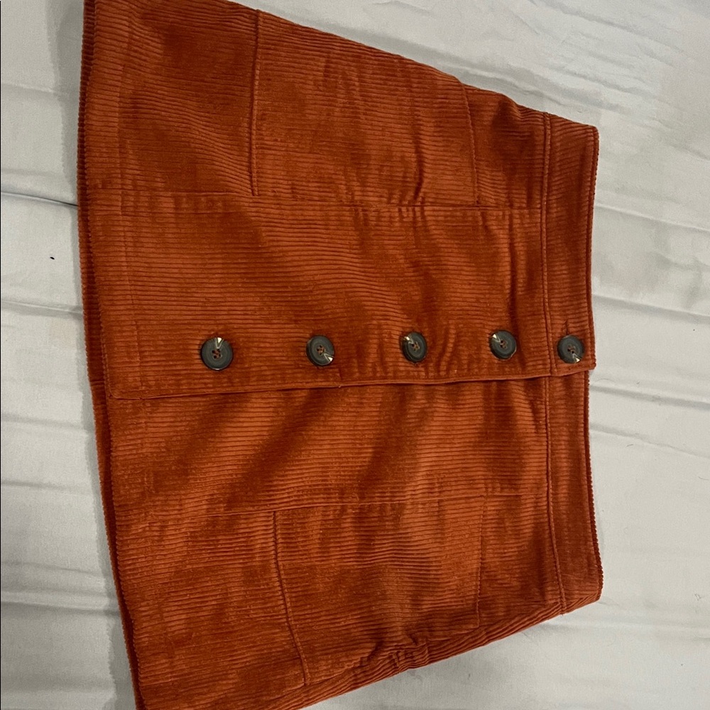 Chloe & Katie Rust Corduroy Mini Skirt